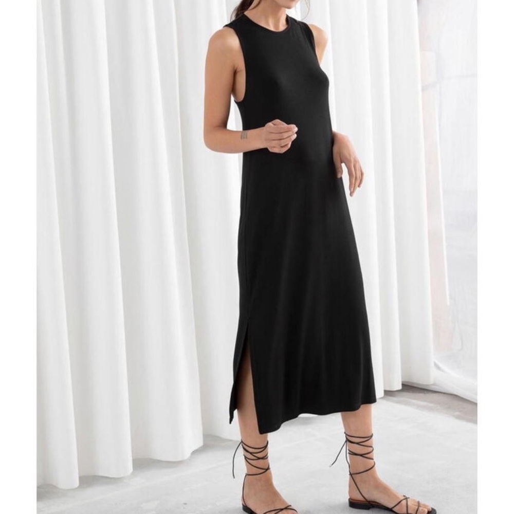 Stockholm Atelier & Other Stories Black Ribbed Jersey Dress